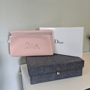 AUTHENTIC Dior large pouch pink with beads